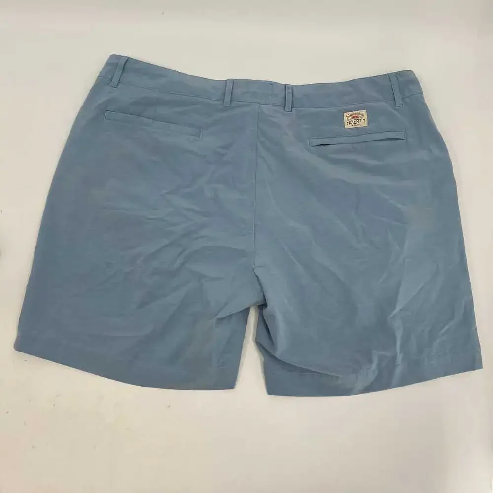 Faherty Blue Flat Front Shorts | Size 38 - Classic Comfort